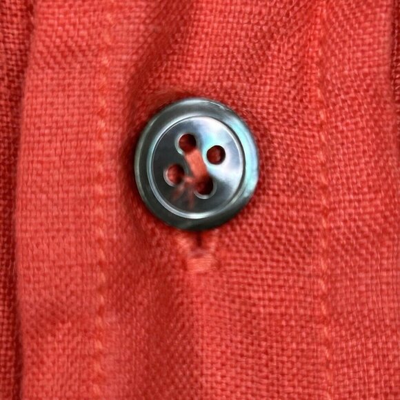 Brora Shirt Mens Large Coral Orange Linen Button Up Coastal Beach Colorful L - Picture 5 of 12